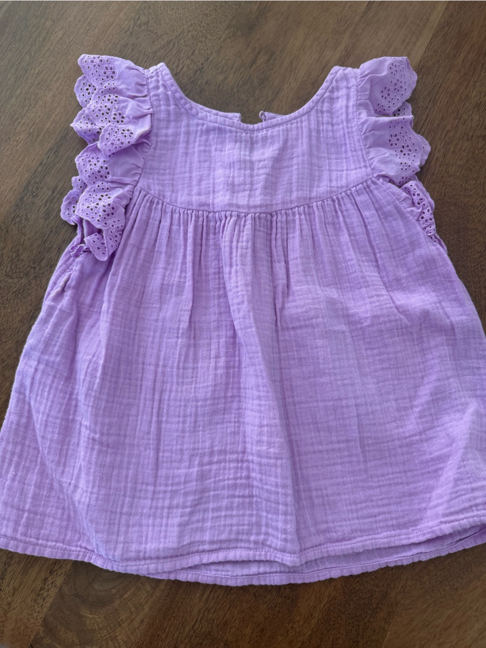 Cat & Jack Lavender Ruffle Eyelet Cotton Gauze Top